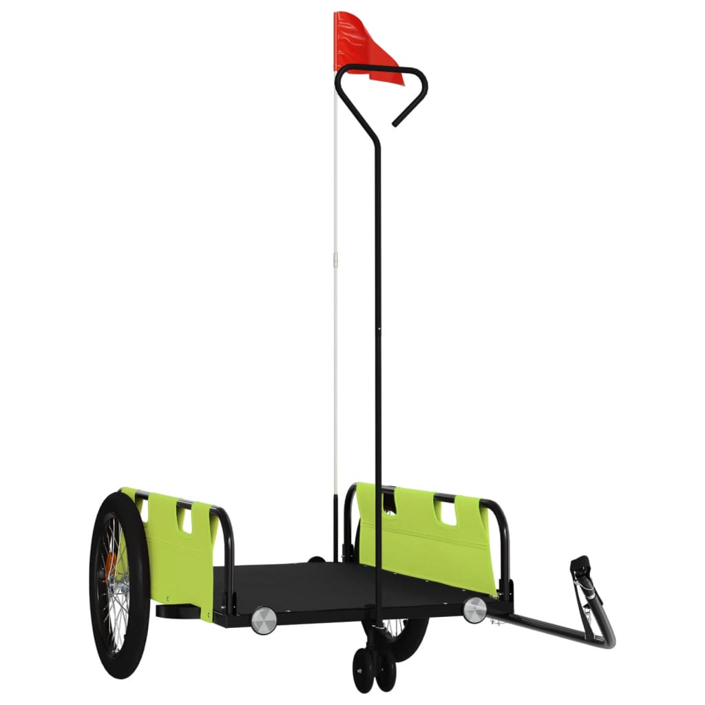 Vidaxl Bicycle Trailer Tessuto di Oxford e Green di ferro e nero