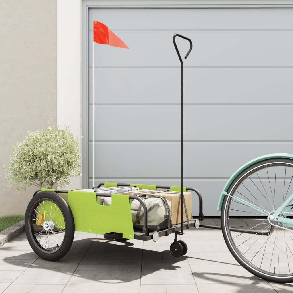 Vidaxl Bicycle Trailer Tessuto di Oxford e Green di ferro e nero