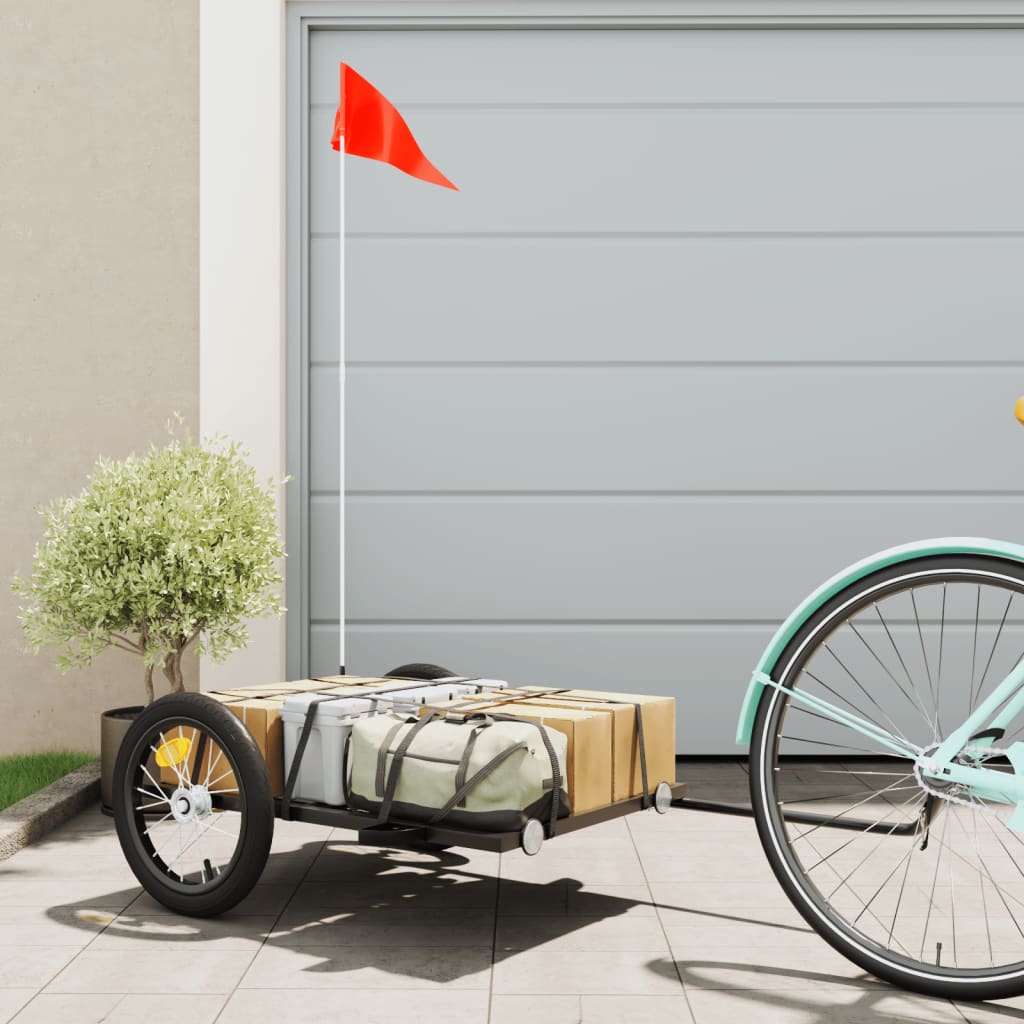 Vidaxl Remolque de bicicleta 126x63x34 cm de hierro negro
