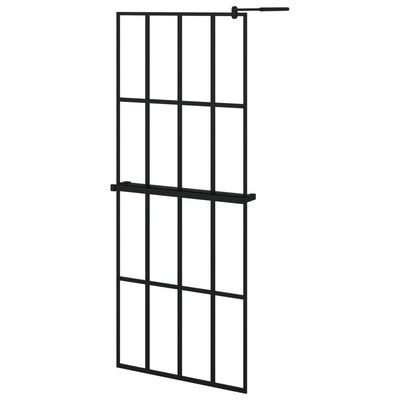 Vidaxl walk-in walk-in wall con scaffale 80x195 cm ESG-Glas Alluminium nero