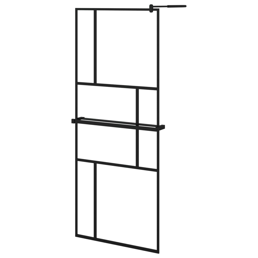 Muro de ducha Vidaxl con estante 80x195 cm ESG-GLAS Aluminio Negro