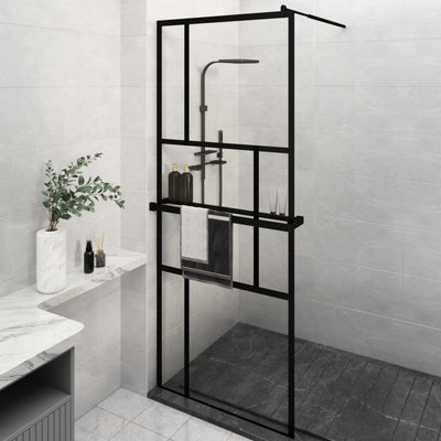 Vidaxl walk-in walk-in wall con scaffale 80x195 cm ESG-Glas Alluminium nero