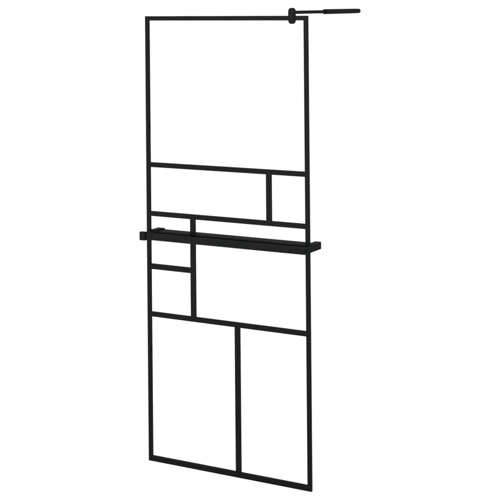 Vidaxl walk-in walk-in wall con scaffale 80x195 cm ESG-Glas Alluminium nero