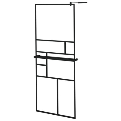 Vidaxl walk-in walk-in wall con scaffale 80x195 cm ESG-Glas Alluminium nero