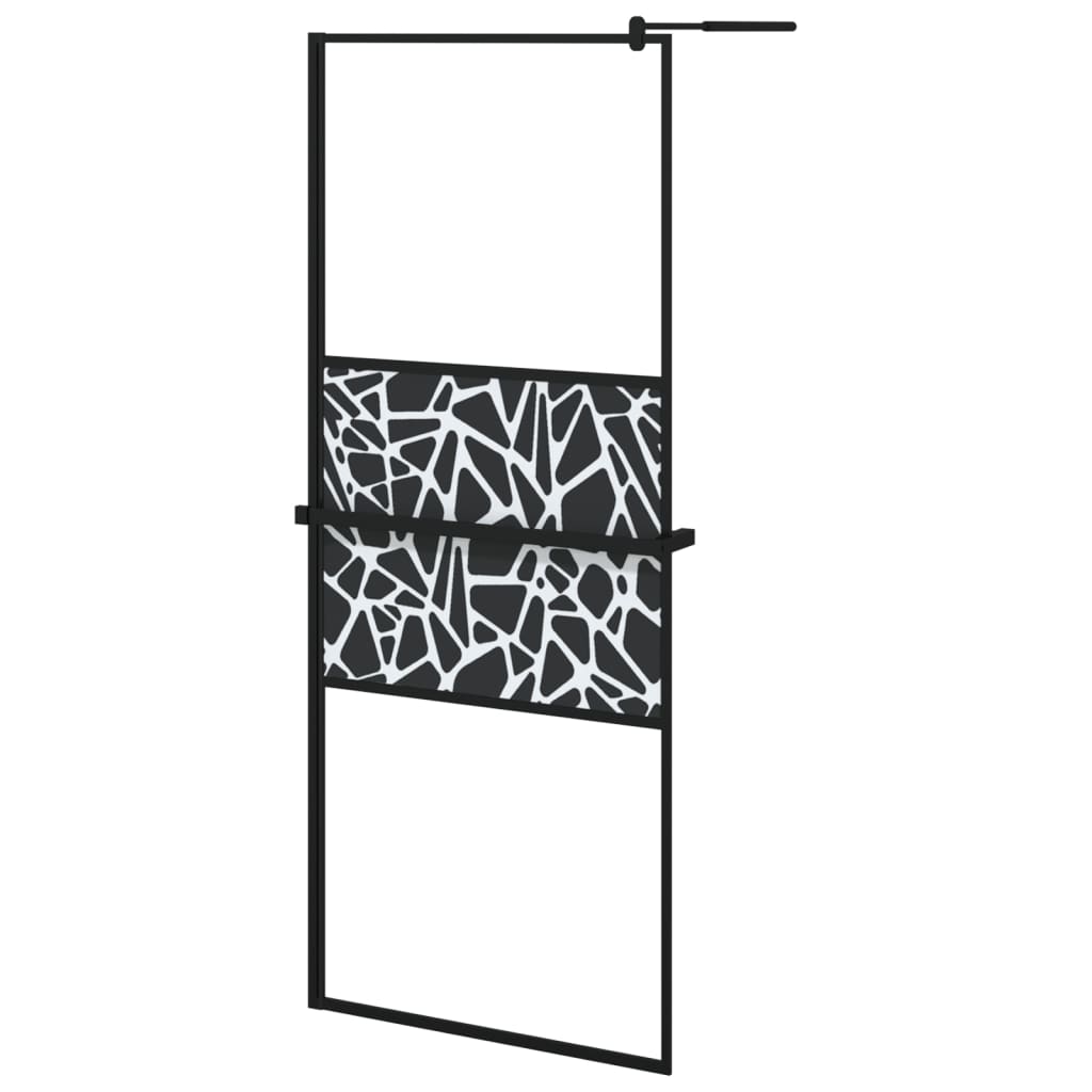 Vidaxl walk-in walk-in wall con scaffale 80x195 cm ESG-Glas Alluminium nero
