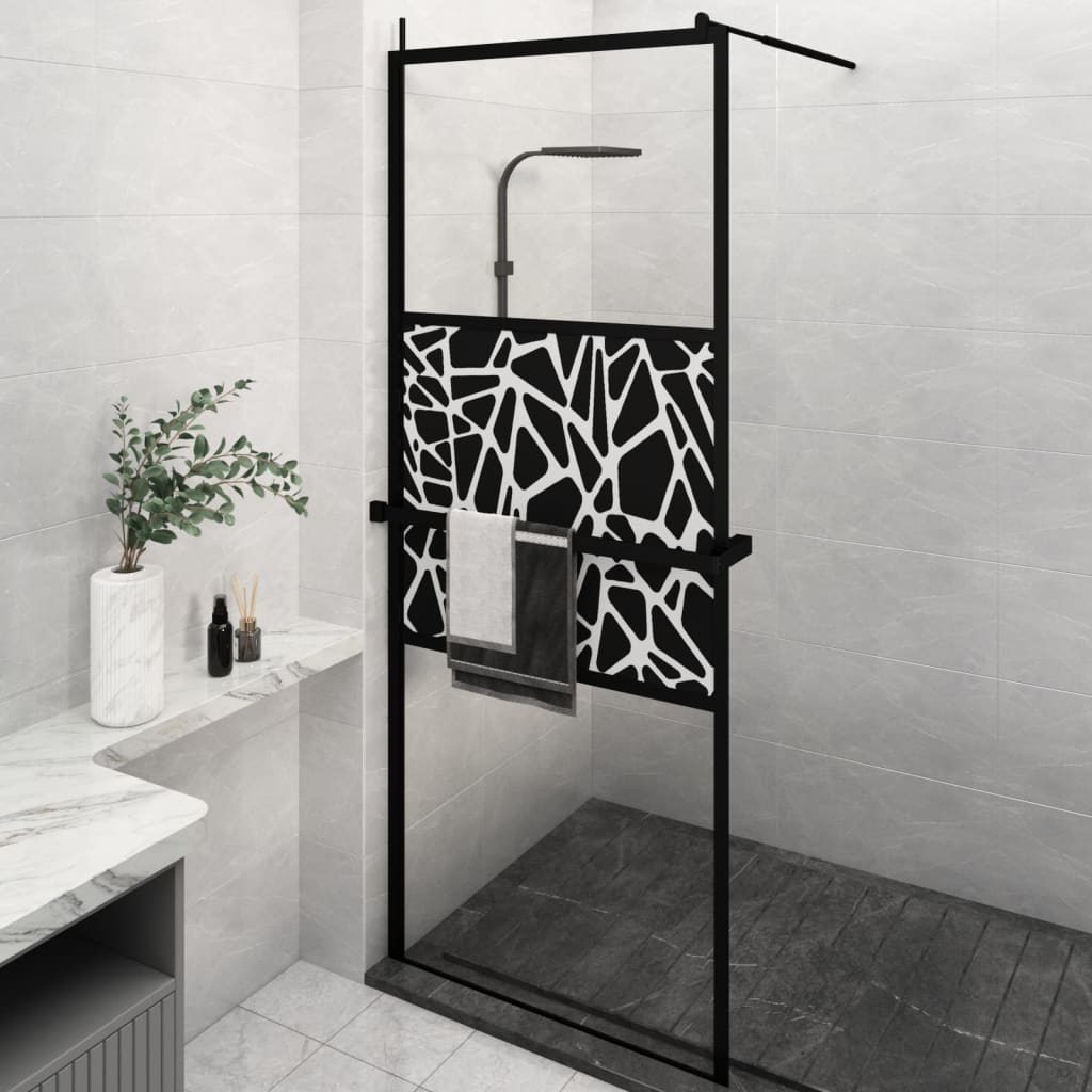Vidaxl walk-in walk-in wall con scaffale 80x195 cm ESG-Glas Alluminium nero