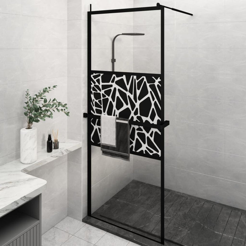 Vidaxl walk-in walk-in wall con scaffale 80x195 cm ESG-Glas Alluminium nero
