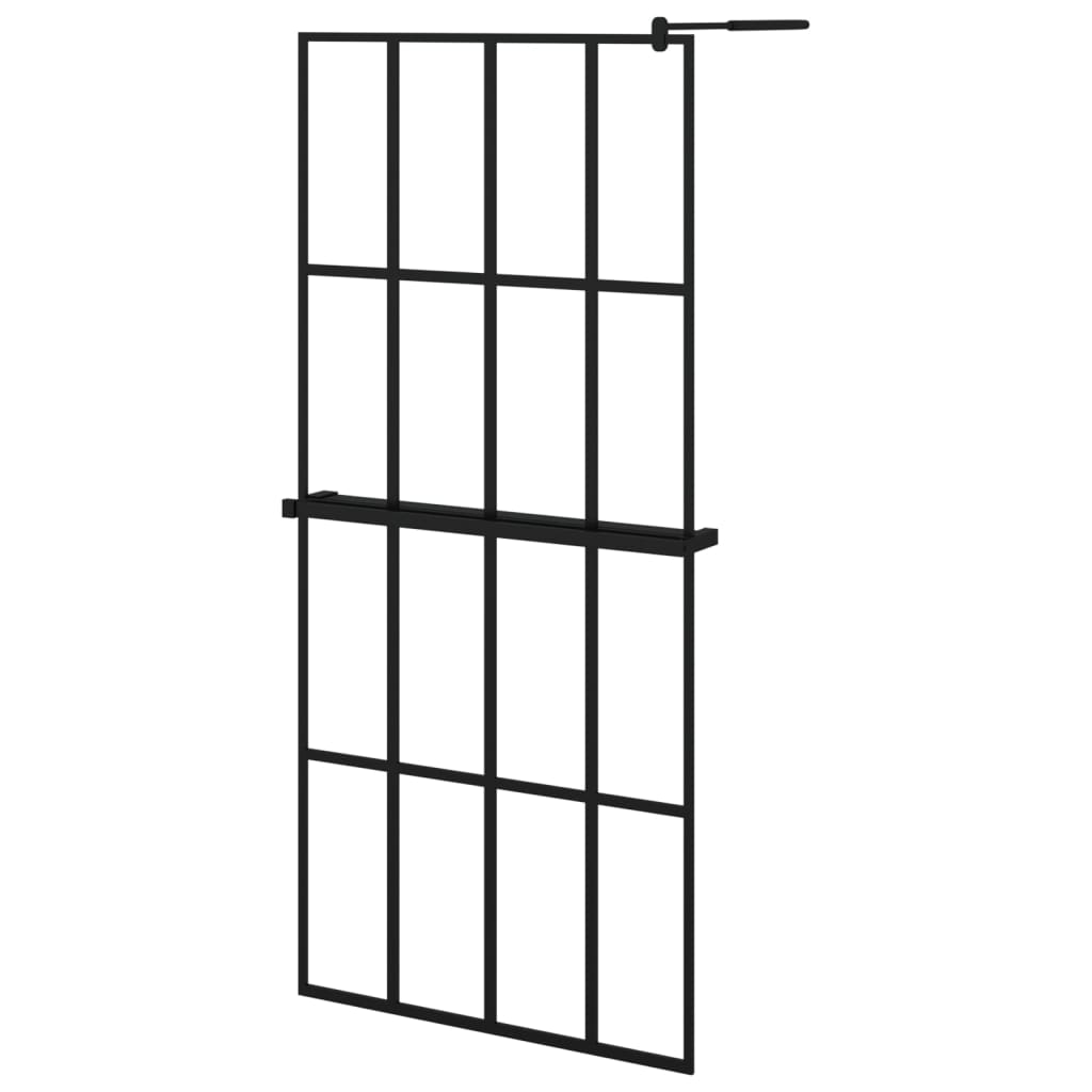 Vidaxl walk-in walk-in muro con scaffale 90x195 cm ESG-glas Alluminio nero