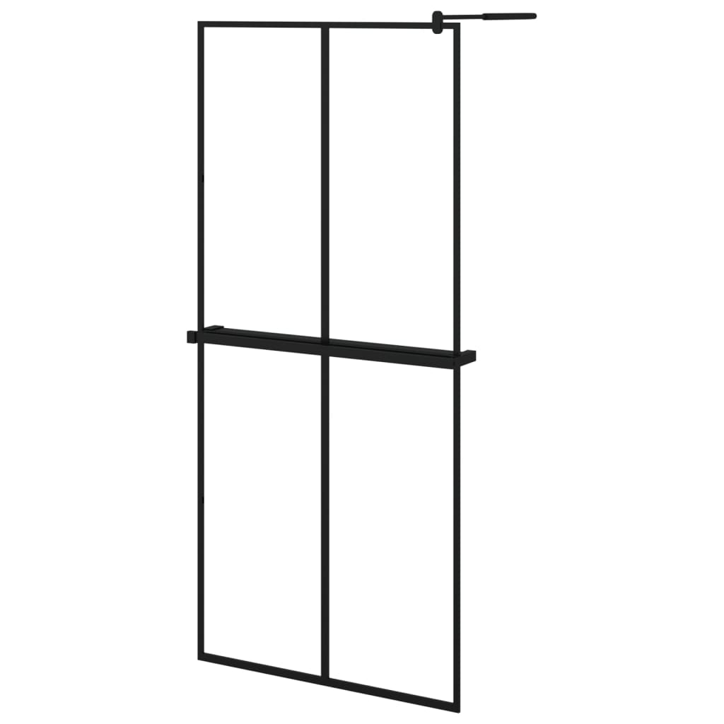 Vidaxl walk-in walk-in muro con scaffale 90x195 cm ESG-glas Alluminio nero