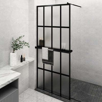 Vidaxl walk-in walk-in muro con scaffale 90x195 cm ESG-glas Alluminio nero
