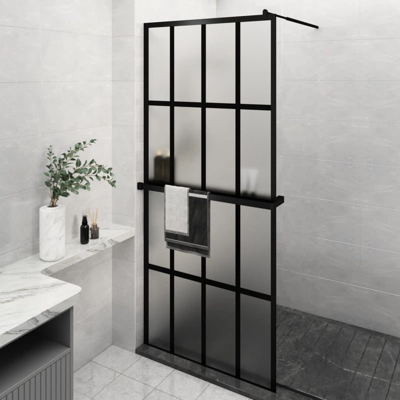 Vidaxl walk-in walk-in muro con scaffale 90x195 cm ESG-glas Alluminio nero