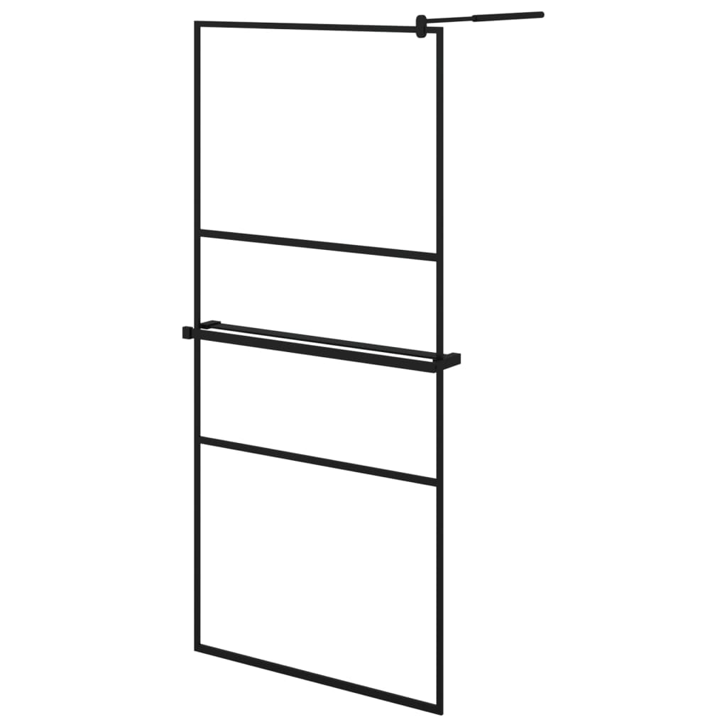 Vidaxl walk-in walk-in muro con scaffale 90x195 cm ESG-glas Alluminio nero