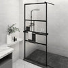 Vidaxl walk-in walk-in muro con scaffale 90x195 cm ESG-glas Alluminio nero