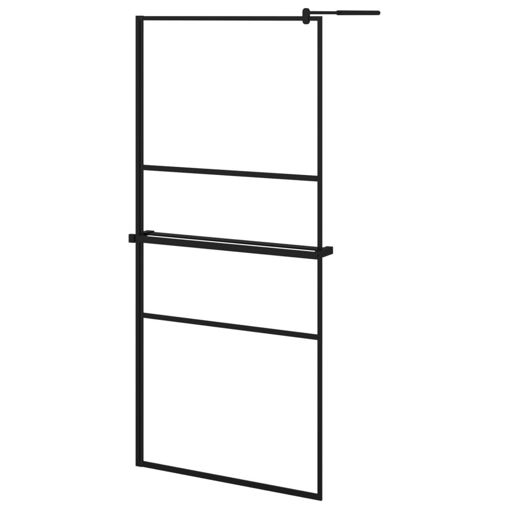 Vidaxl walk-in walk-in muro con scaffale 90x195 cm ESG-glas Alluminio nero