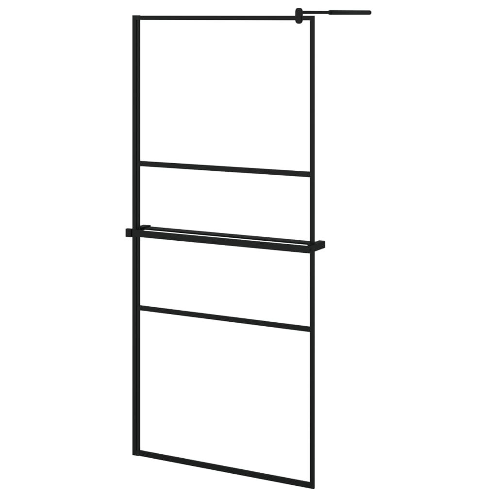 Vidaxl walk-in walk-in muro con scaffale 90x195 cm ESG-glas Alluminio nero
