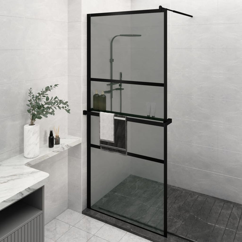 Vidaxl walk-in walk-in muro con scaffale 90x195 cm ESG-glas Alluminio nero