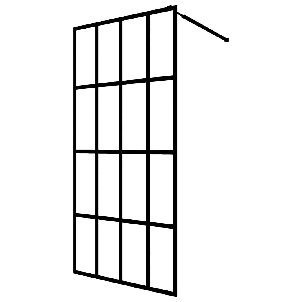 Vidaxl Walk-In Shower Wall con scaffale 100x195 cm ESG-Glas Alluminium nero