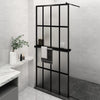 Vidaxl Walk-In Shower Wall con scaffale 100x195 cm ESG-Glas Alluminium nero