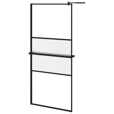 Vidaxl Walk-In Shower Wall con scaffale 100x195 cm ESG-Glas Alluminium nero