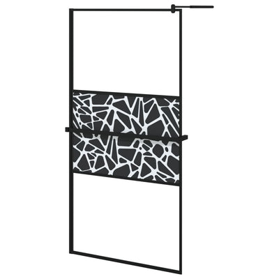 Vidaxl Walk-In Shower Wall con scaffale 100x195 cm ESG-Glas Alluminium nero
