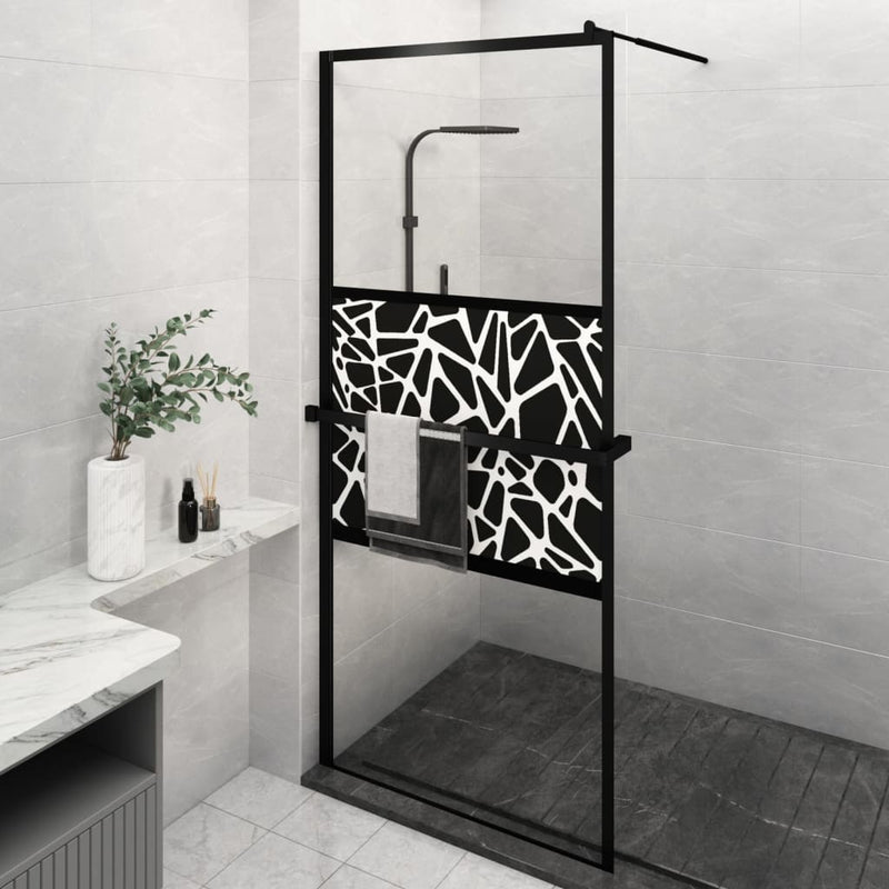 Vidaxl Walk-In Shower Wall con scaffale 100x195 cm ESG-Glas Alluminium nero