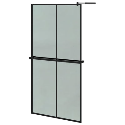 Vidaxl Walk-In Shower Wall con scaffale 100x195 cm ESG-Glas Alluminium nero
