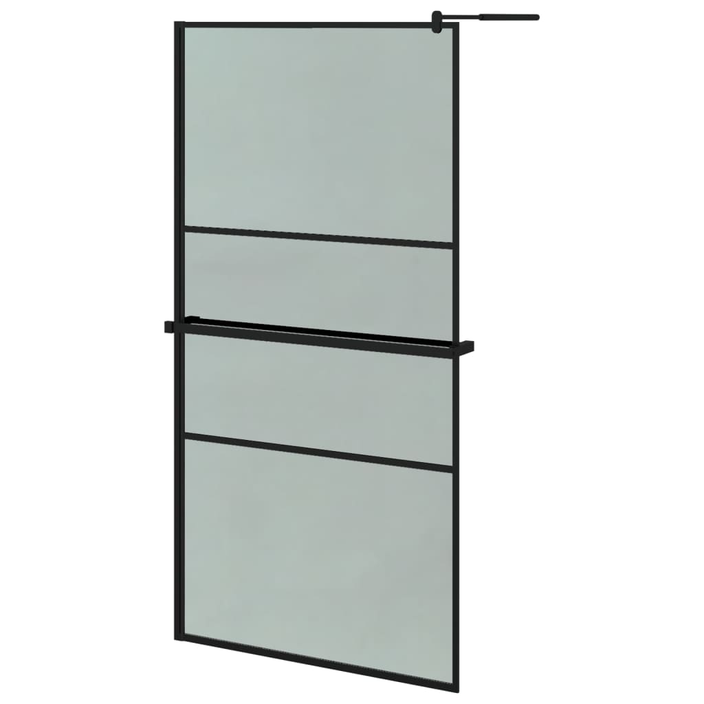 Vidaxl Walk-In Shower Wall con scaffale 100x195 cm ESG-Glas Alluminium nero
