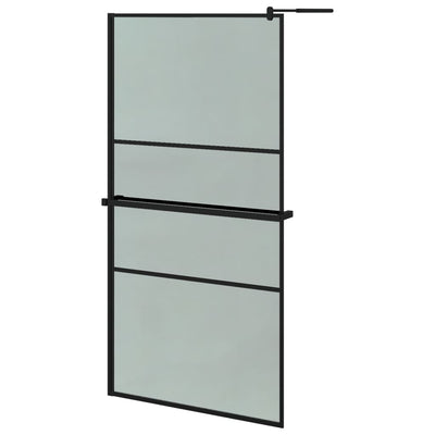 Vidaxl Walk-In Shower Wall con scaffale 100x195 cm ESG-Glas Alluminium nero