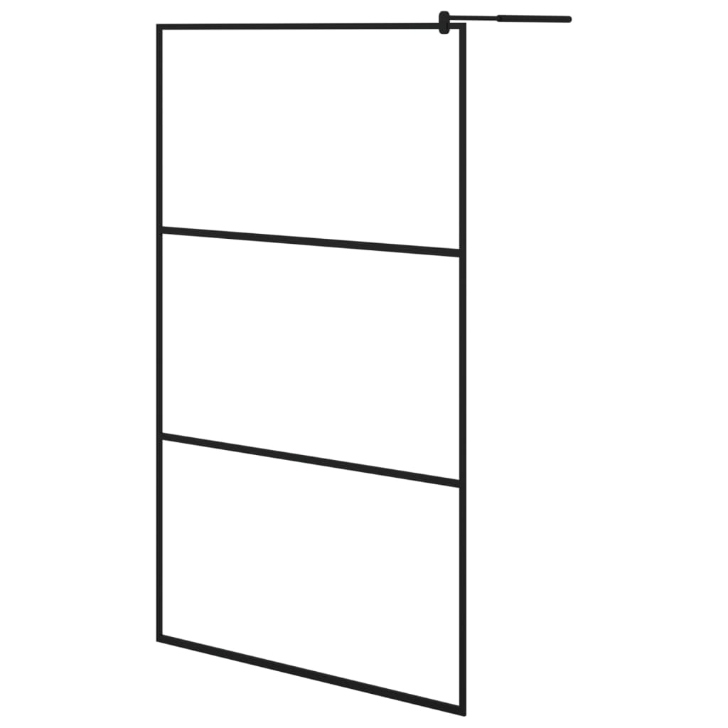 Vidaxl Walk-In Shower Wall con scaffale 115x195 cm ESG-Glas Alluminio nero