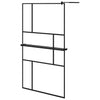 Vidaxl Walk-In Shower Wall con scaffale 115x195 cm ESG-Glas Alluminio nero