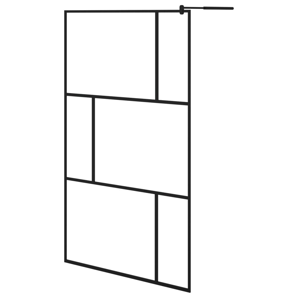 Vidaxl Walk-In Shower Wall con scaffale 115x195 cm ESG-Glas Alluminio nero