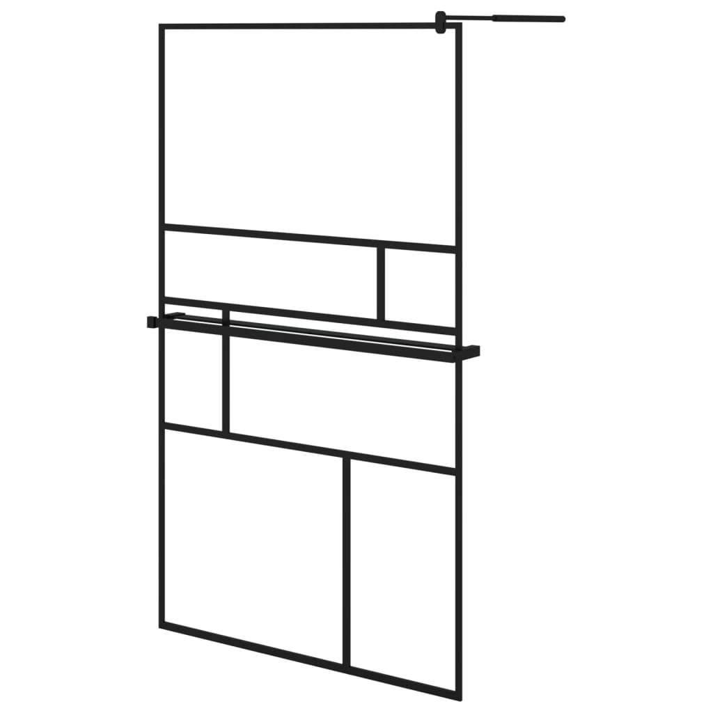 Muro de ducha Vidaxl con estante 115x195 cm ESG-GLAS Aluminio Negro