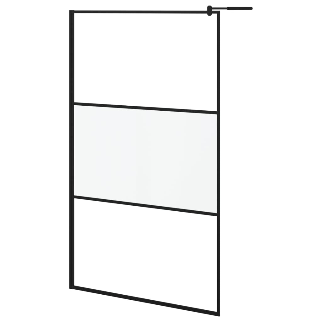 Vidaxl Walk-In Shower Wall con scaffale 115x195 cm ESG-Glas Alluminio nero