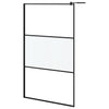 Vidaxl Walk-In Shower Wall con scaffale 115x195 cm ESG-Glas Alluminio nero