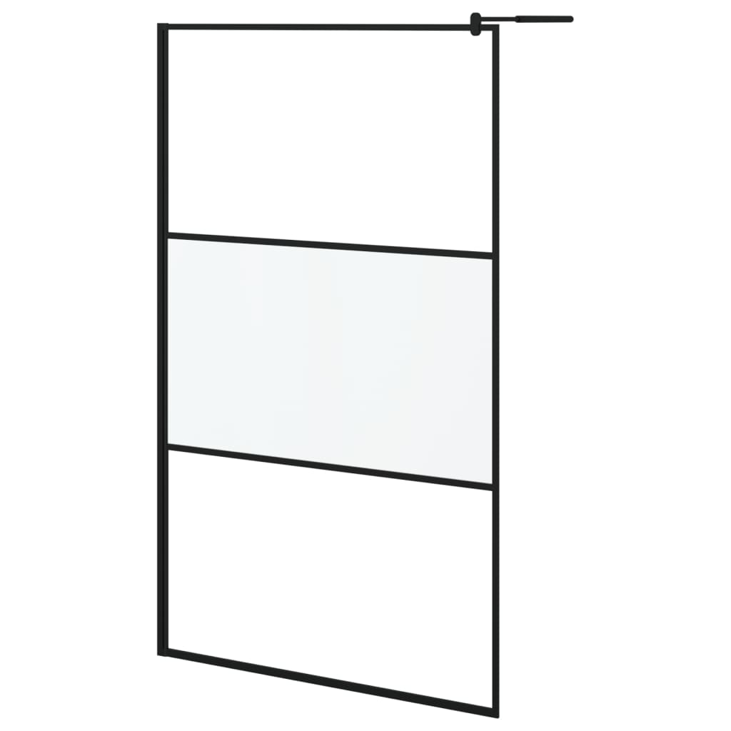 Vidaxl Walk-In Shower Wall con scaffale 115x195 cm ESG-Glas Alluminio nero