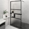 Vidaxl Walk-In Shower Wall con scaffale 115x195 cm ESG-Glas Alluminio nero