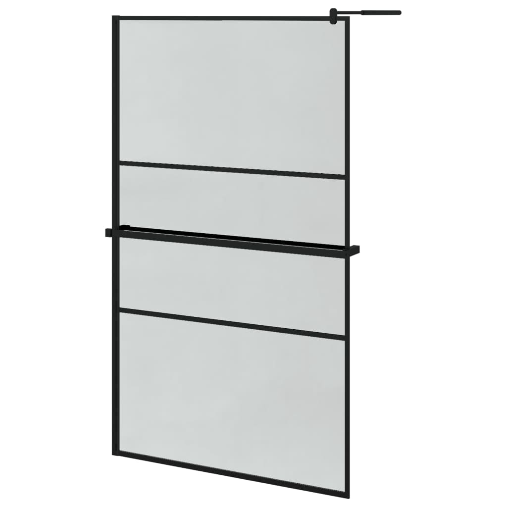 Vidaxl Walk-In Shower Wall con scaffale 115x195 cm ESG-Glas Alluminio nero