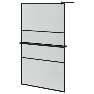 Vidaxl Walk-In Shower Wall con scaffale 115x195 cm ESG-Glas Alluminio nero