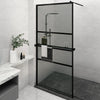 Vidaxl Walk-In Shower Wall con scaffale 115x195 cm ESG-Glas Alluminio nero