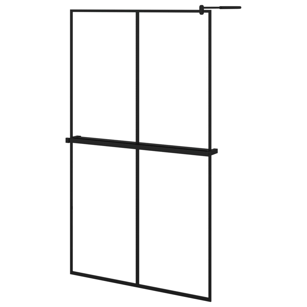 Muro de ducha Vidaxl con estante 118x190 cm ESG-GLAS Aluminio Negro