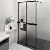 Vidaxl Walk-In Shower Wall con scaffale 118x190 cm ESG-Glas Alluminio nero