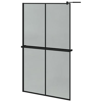 Vidaxl Walk-In Shower Wall con scaffale 118x190 cm ESG-Glas Alluminio nero