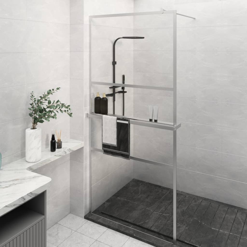 Muro de ducha Vidaxl con estante 80x195 cm ESG-GLAS CROMIUM