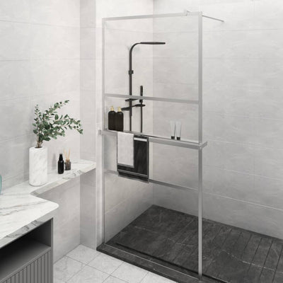 Vidaxl walk-in walk-in muro con scaffale 80x195 cm cromo di alluminio ESG-glas