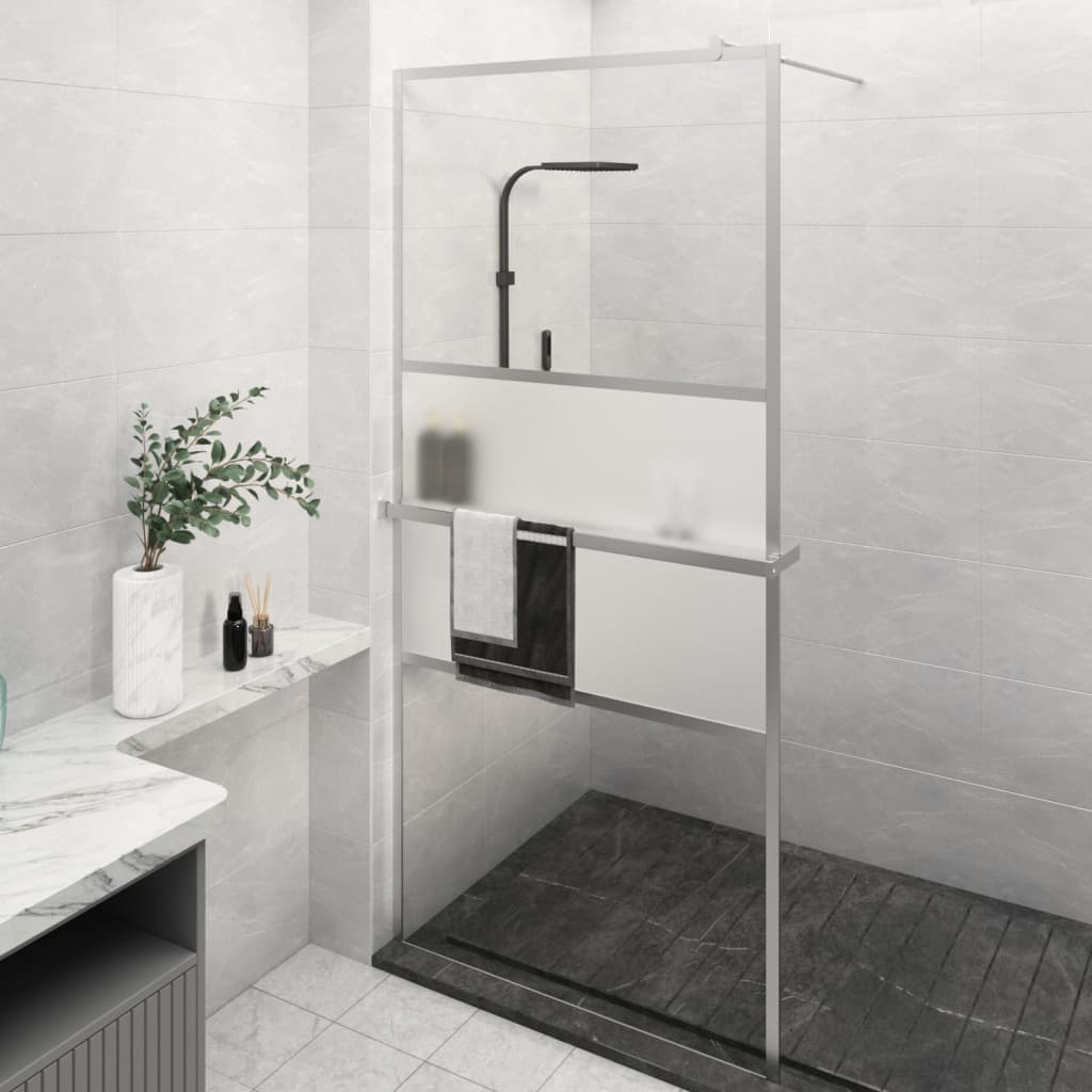 Vidaxl walk-in walk-in muro con scaffale 80x195 cm cromo di alluminio ESG-glas