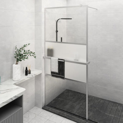 Vidaxl Walk-In Show-In Wall with Shelf 100x195 cm ESG-Glas Aluminium Chromium
