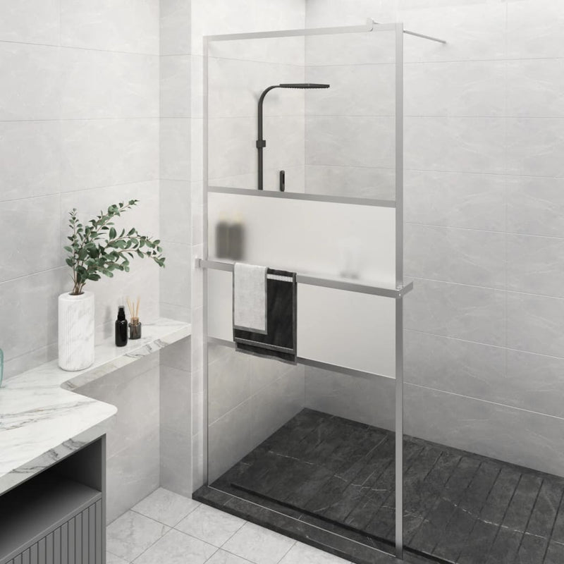 Muro de ducha Vidaxl con estante 100x195 cm ESG-GLAS Aluminum cromo