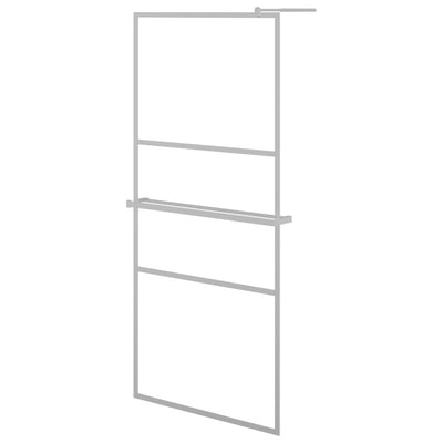 Vidaxl Walk-In Show-In Wall with Shelf 100x195 cm ESG-Glas Aluminium Chromium