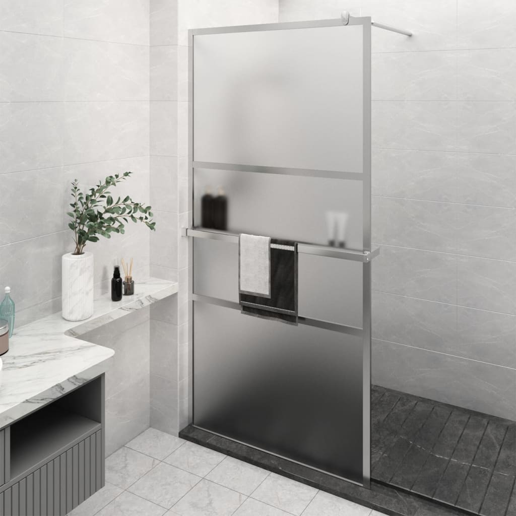 Muro de ducha Vidaxl con estante 115x195 cm ESG-GLAS CROMIO