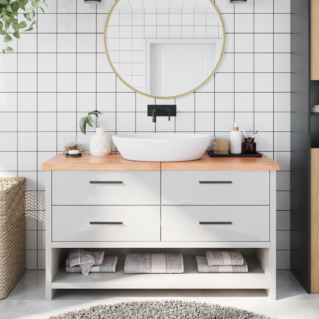 Vidaxl Washbasin Sheet 140x60x (2-4) CM Mada maciza tratada marrón claro